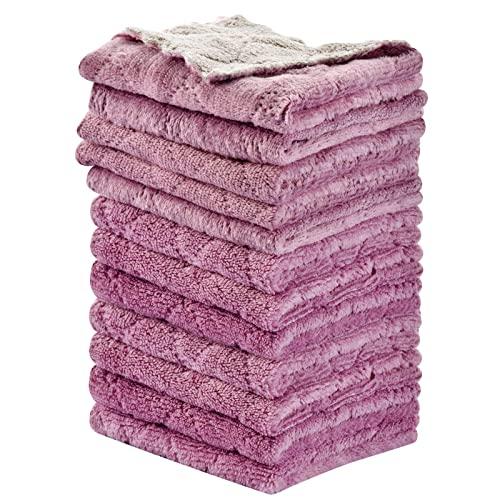 12PCS OstWony Super Absorbent Cleaning Cloths, Kitchen Towels Dish Towels, Multipurpose Reusable Dish Cloths, 9.85 x 9.85 inch, Double-Sided Microfiber Cleaning Rags for Furniture, Car, Tea, Bowl