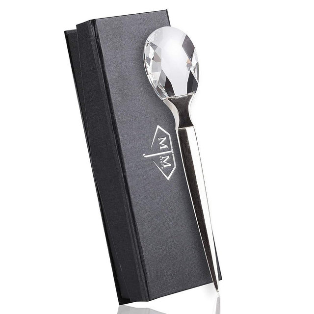 Elegant Crystal Handle Letter Opener with Gift Box – Decorative Metal Paper Cutter for Office, Men & Women – Diamond-Like Grip by MJM Store