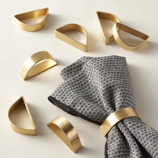 Cuff Brushed Gold Napkin Rings Set of 8