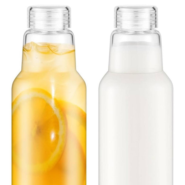 34oz Glass Bottles with Lids, Glass Jars with Lids for Juice, Smoothies, Water, Milks, Beverage Storage, Clear Mason Jars with Lids for Pickles, Jams, Food Storage (2 Pack)
