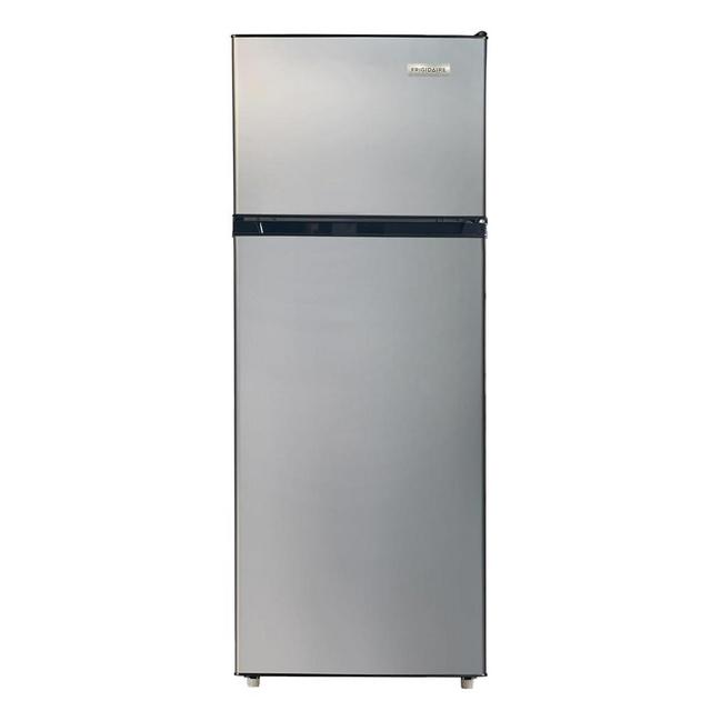 Frigidaire, 2 Door Apartment Size Refrigerator with Freezer, 7.5 cu ft, Adjustable Spill-Proof Shelves, Door & Crisper Bins, Platinum Silver, Garage Ready