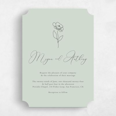 Green Ticket Wedding Invitation - Belencito Portrait