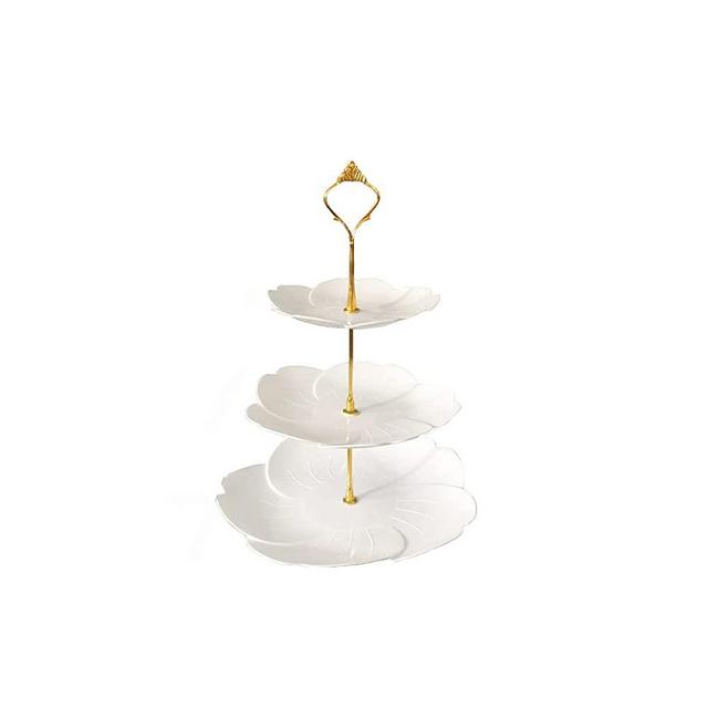 3-Tier Dessert Stand Fruit Plate Candy Cupcake Serving Tray Fruit Candy ​Buffet Serving Tray for Round Plastic,Used for Family Wedding and Birthday Parties(Ivory)