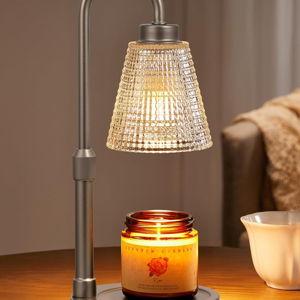 Gray Candle Warmer Lamp with Timer, Dimmable Candle Warmer for Jar Candles, Height Adjustable Wax Melts Warmer, Birthday Gifts for Women Mom, House Warming Gifts New Home Decor