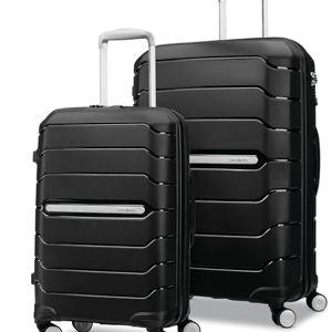 Samsonite Freeform 2-Piece Luggage Set - Carry-On & Large Checked Luggage with Dual Spinner Wheels - Durable Polypropylene Hardshell - TSA Lock, Airline-Approved - Expandable Hard Shell – Black