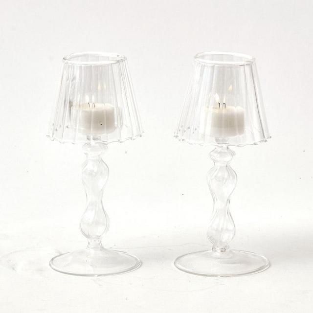 Glass Lantern Tea Light Holder (Pair)
