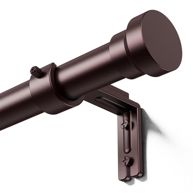 YaFex Curtain Rods 32-144 Inch, Heavy Duty 1 Inch Adjustable Curtain Rod for Windows, Bronze Extra Long Window Treatment Rods, Modern Design, Easy Installation