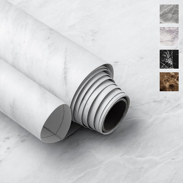 Very Berry Sticker Marble Contact Paper (White Matte, 24" x 78", 1 Pack) Peel and Stick Countertop Wrap, Waterproof Vinyl, Renter Friendly for Kitchen Counters, Bathroom Vanities & Cabinets