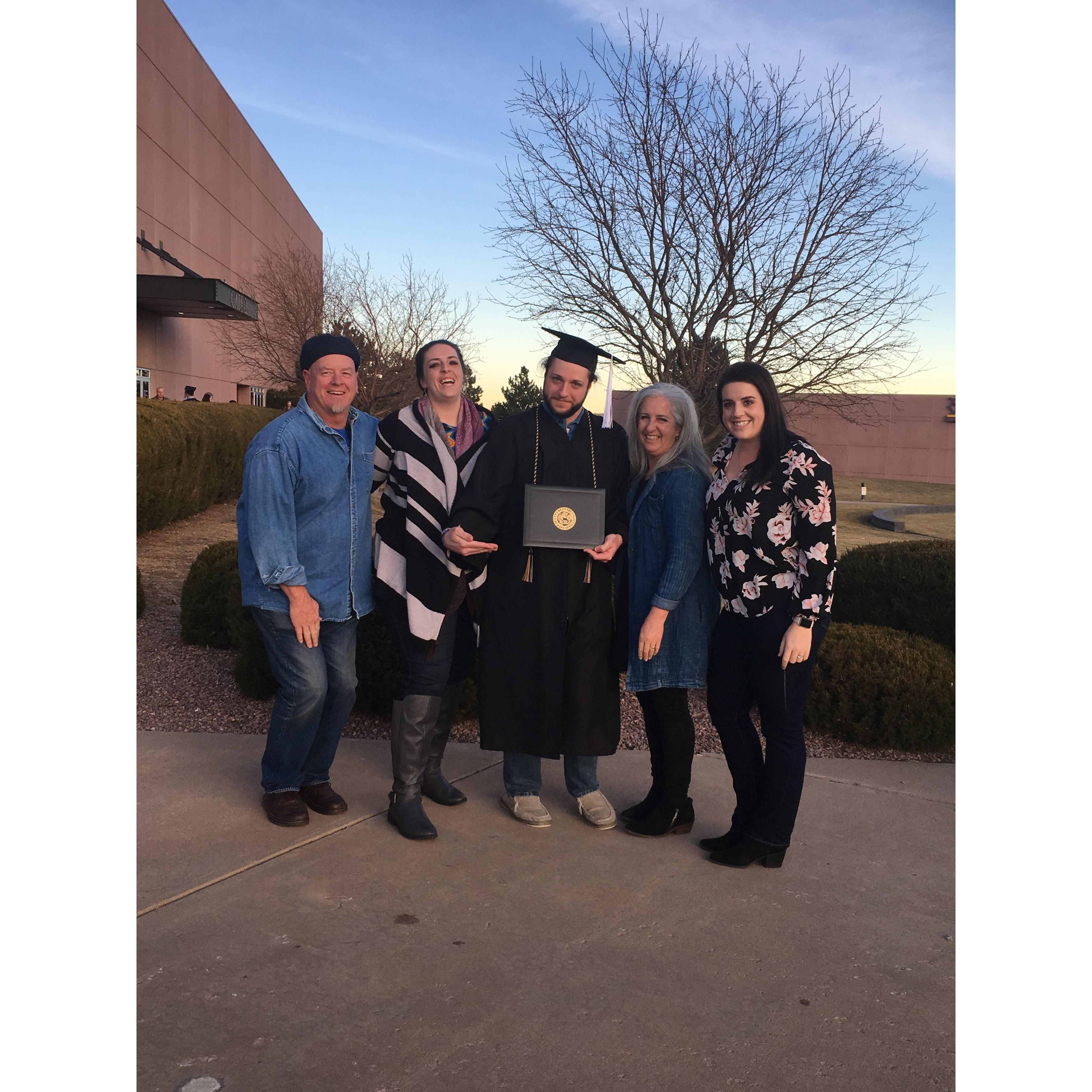 Wyatts family: Larry, Lily, Janet, and Abby at Wyatts graduation.