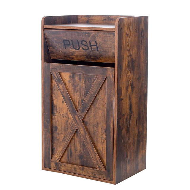 TDLEAYYD 13 Gallons Tilt Out Trash Cabinet, Hidden Trash Can Cabinet Wooden Tilt Out Pet Proof Hidden Trash Bin Cabinet for Kitchen Living Room, Brown