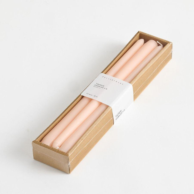 Flame Taper Candle, Pale Pink, Set of 6