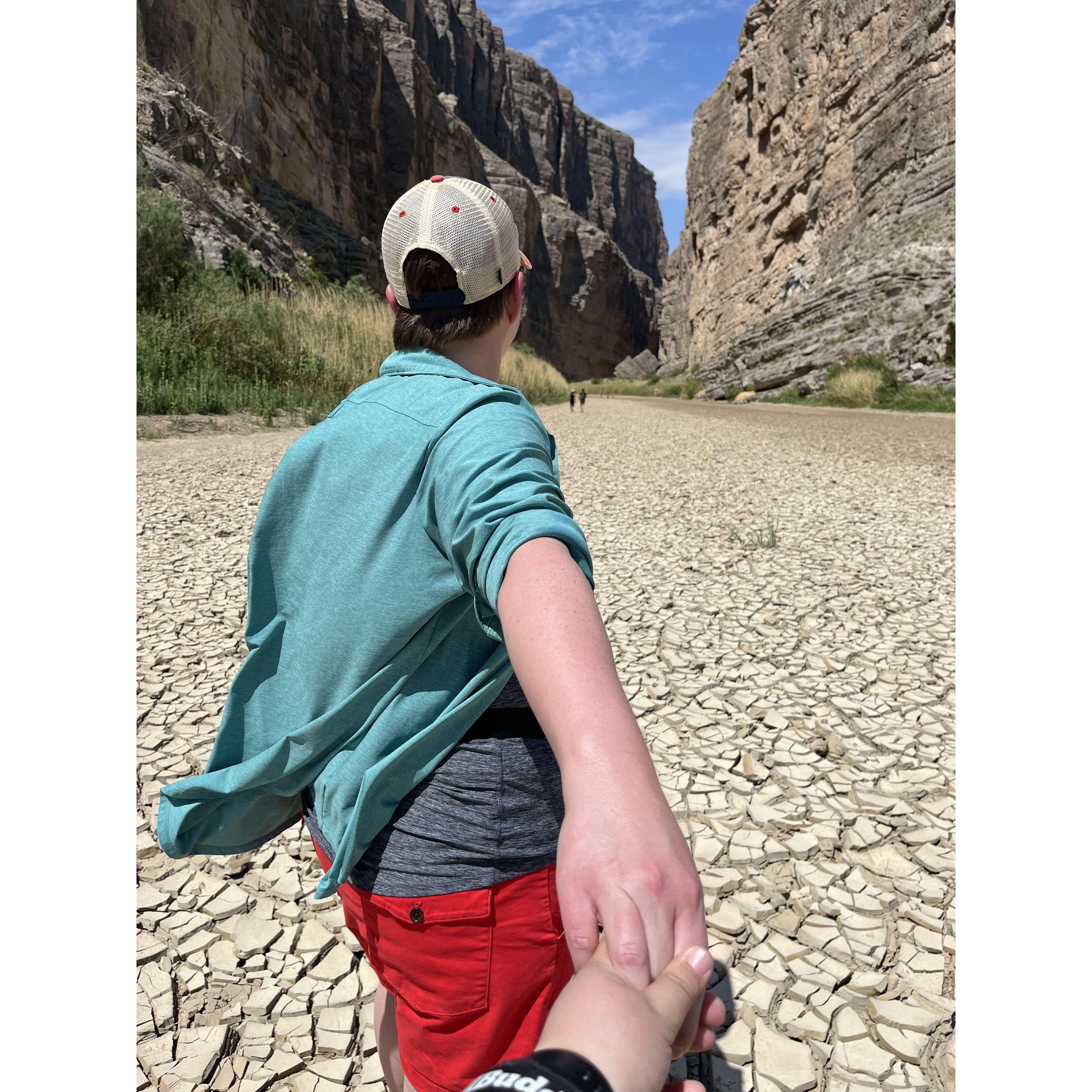 Maureen:  We love to go on adventures together. She often goes out of her comfort zone for my sake. Here we are at Big Bend.