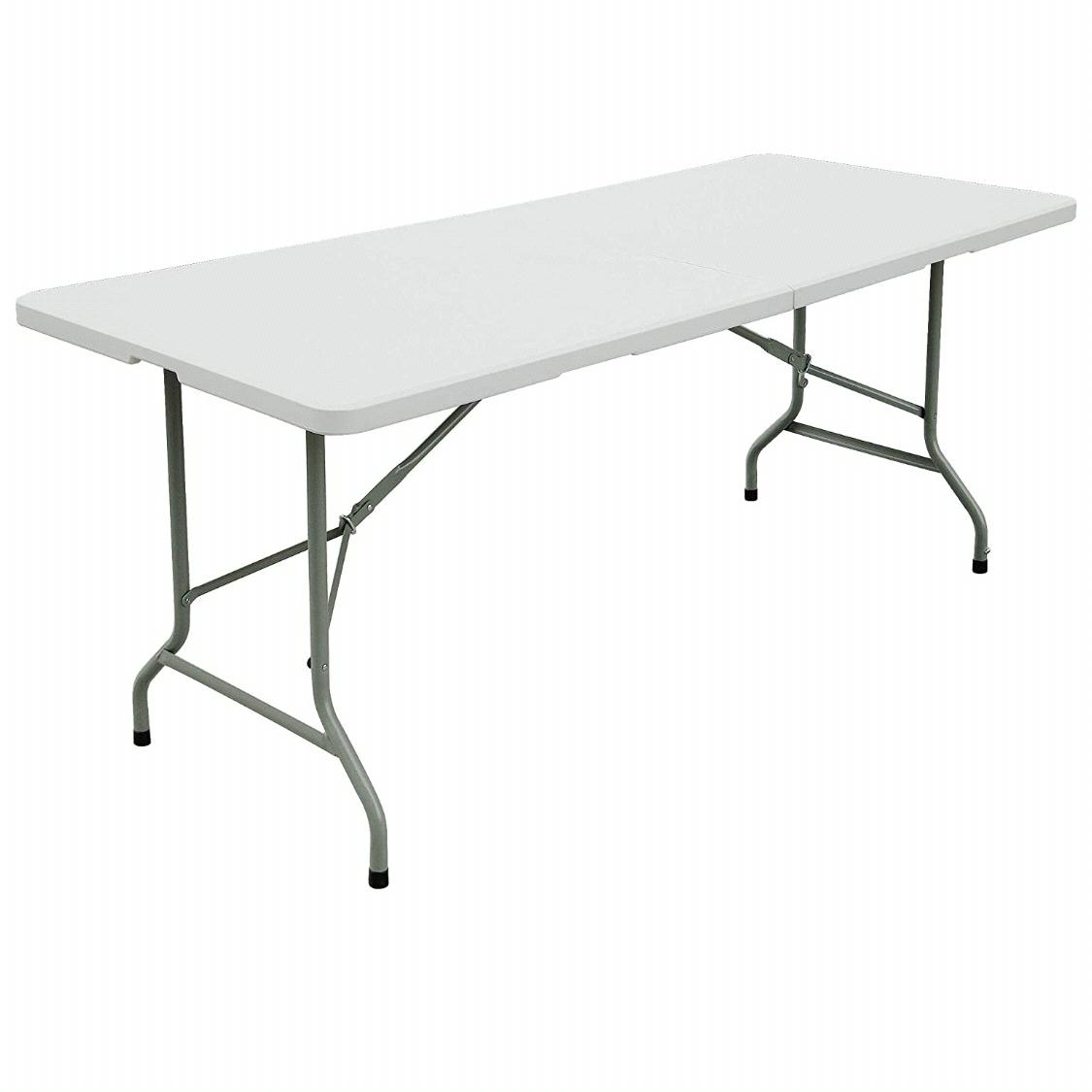 FORUP 6ft Table, Folding Utility Table, Fold-in-Half Portable Plastic Picnic Party Dining Camp Table (White)