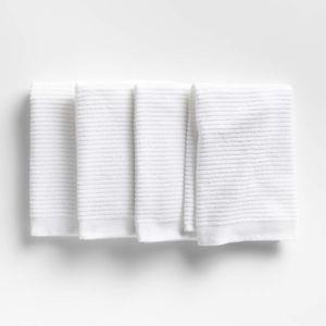 Ribbed Bar Mop Grey Organic Cotton Kitchen Towels, Set of 4 + Reviews | Crate & Barrel