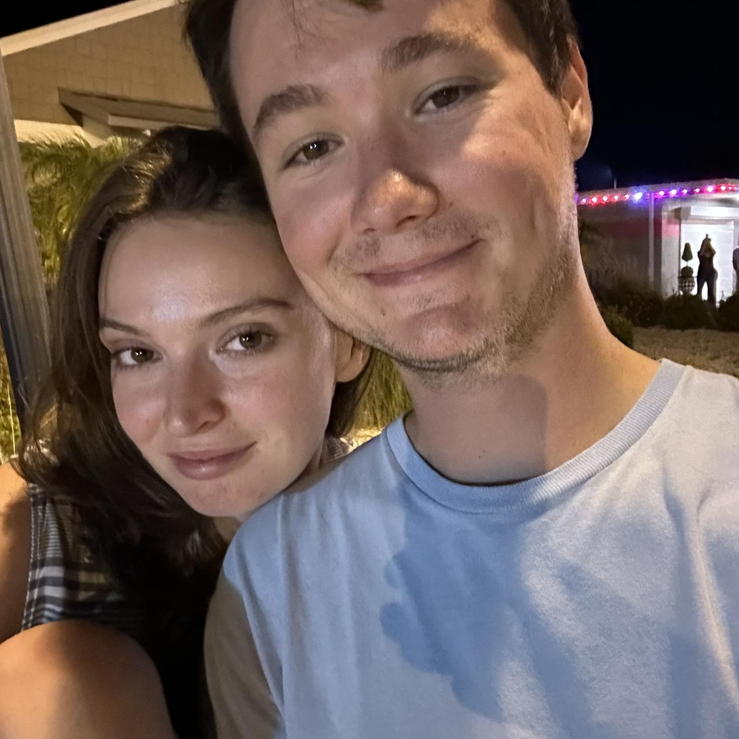 Megan and I watching fireworks in downtown on our seven year anniversary this past July 4th.