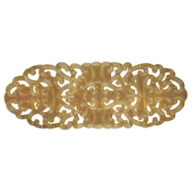 NOMI K Hand Beaded Gold Tone Lace Runner, 20" x 54"