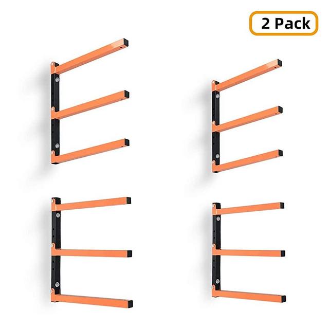 Homydom Wood Organizer and Lumber Storage Metal Rack with 3-Level Wall Mount, 2 Pack