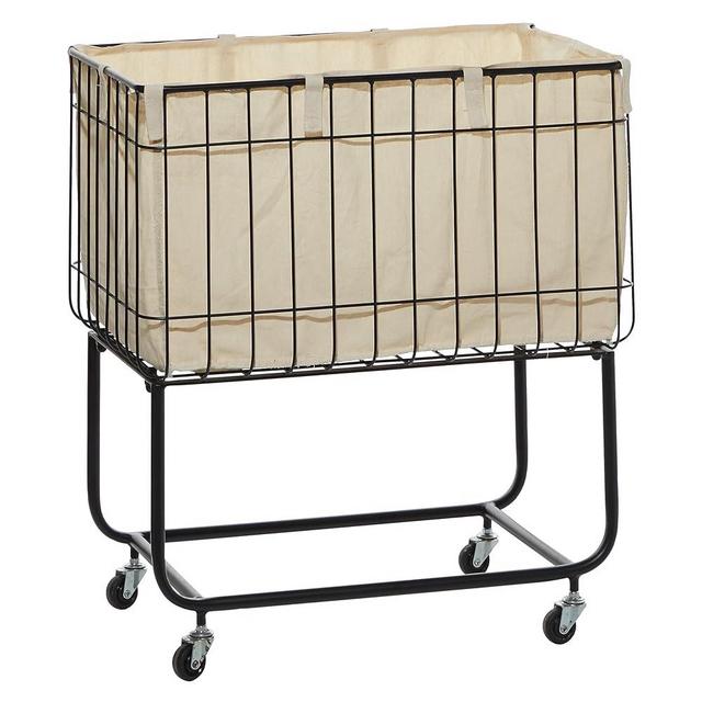 Deco 79 Metal Rectangle Storage Cart with Wheels, 24" x 16" x 26", Black