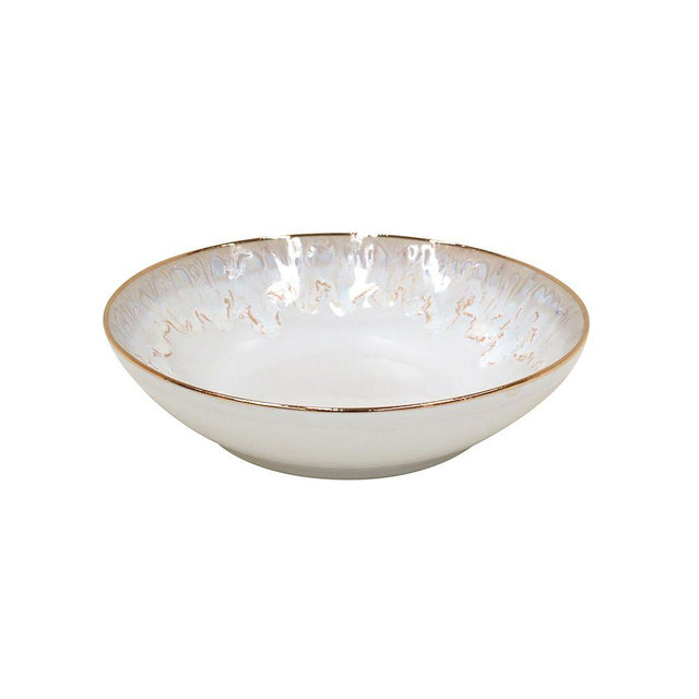 Taormina Gold-Rimmed Pasta Bowl, White, Set of 4