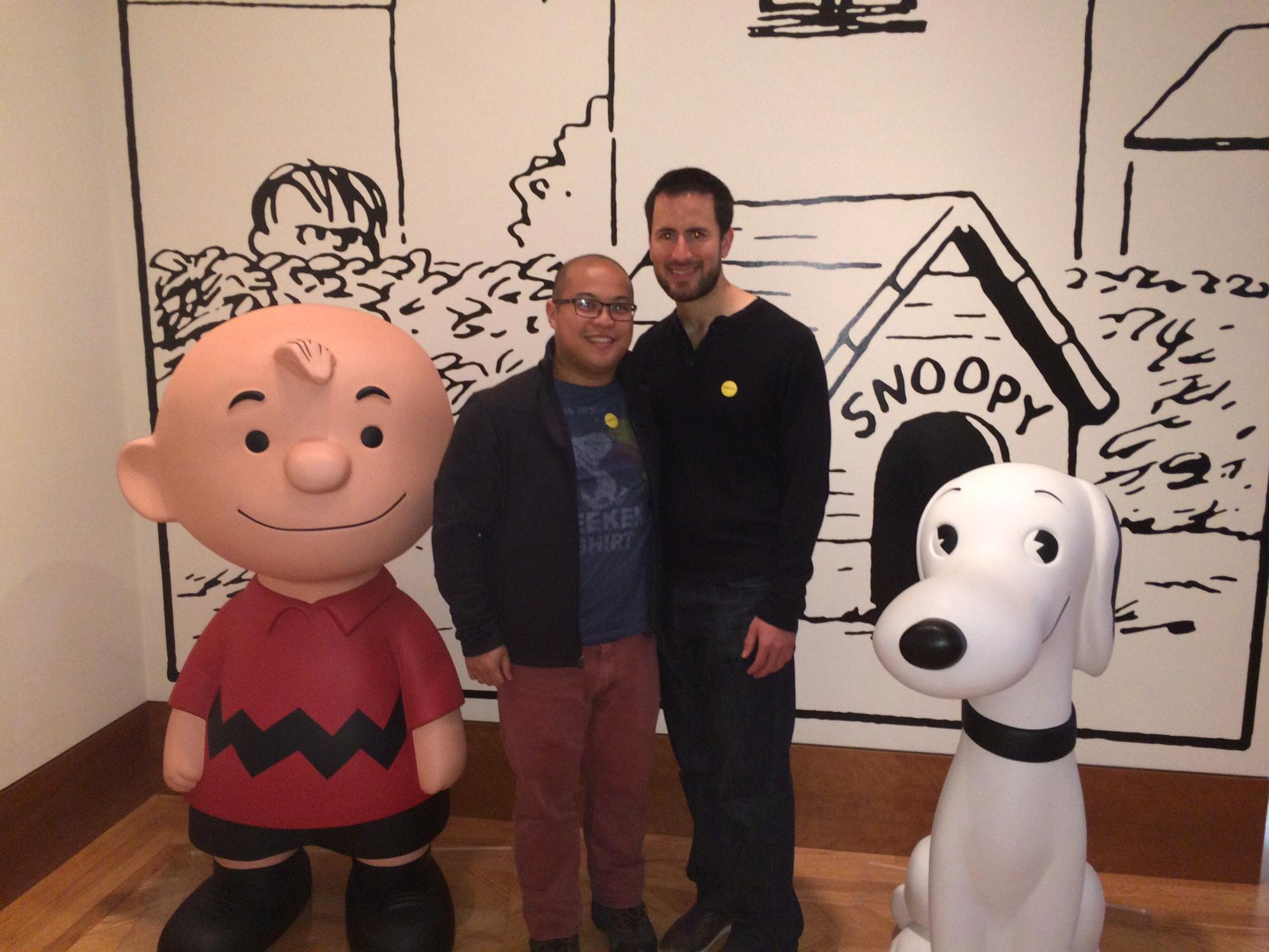 With the original Charlie Brown and Snoopy at the Charles Schulz Museum in Santa Rosa, CA.