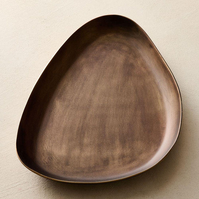 Organic Metal Tray, Dark Brass, Large Trinket Tray, 14"W x 9.5"D