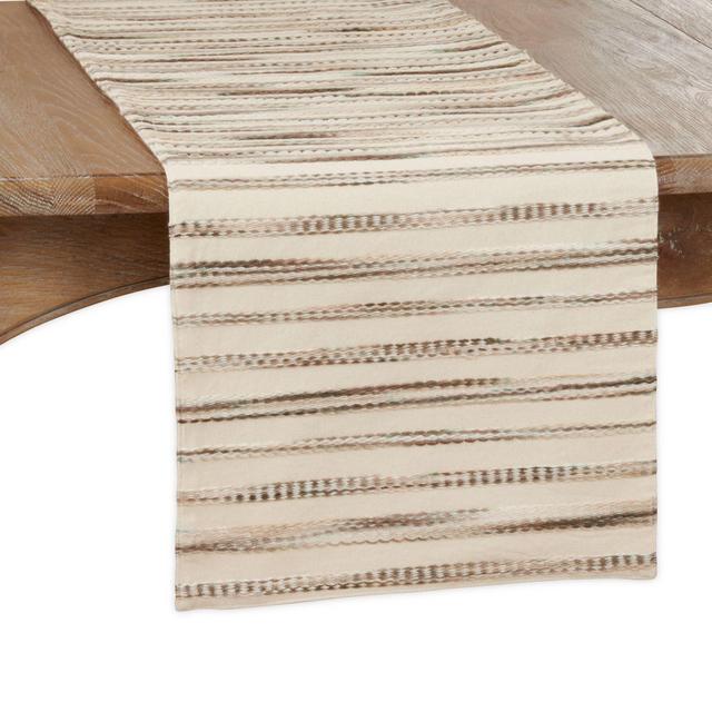 Saro Lifestyle Stripe Weave 72-Inch Table Runner in Beige