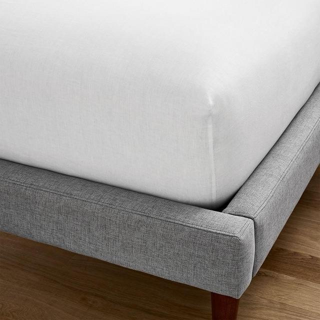 European Flax Linen Fitted Sheet, Queen, White