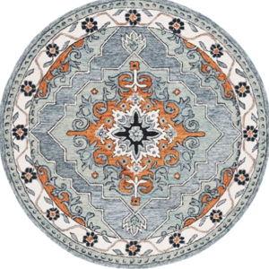 Metro MET351 Hand Tufted Indoor Area Rug - Blue/Ivory - 6' Round - Safavieh