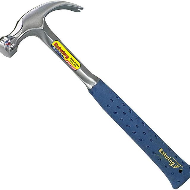 Estwing E3-12C 12 Oz Curve Claw Hammer With Blue Vinyl Shock Reduction Grip, Silver