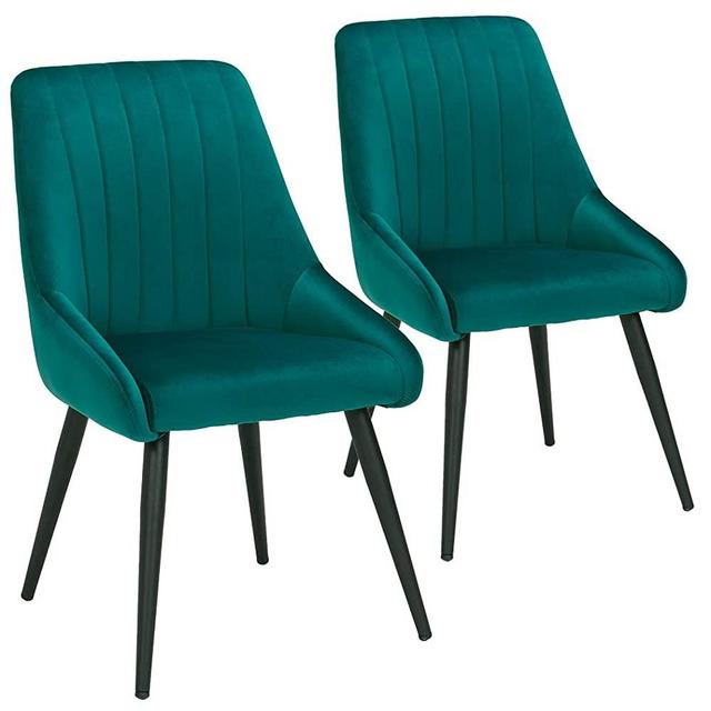 Duhome Dining Chairs Accent Chair Set of 2, Upholstered Tufted Armless Chair Leisure Chair Mid Century High-Back Modern Velvet Chair Side Chair for Dining Room Living Room Bedroom Coffee Atrovirens