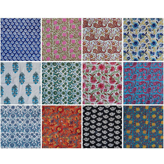 Indian Decor Cloth Cotton Napkins Set of 12 - Washable, Reusable Linen Napkins for Dining & Holiday Cloth Napkins, Bulk Napkins - Blue Napkins (Multi Color 1) Large (18x18 Inches)