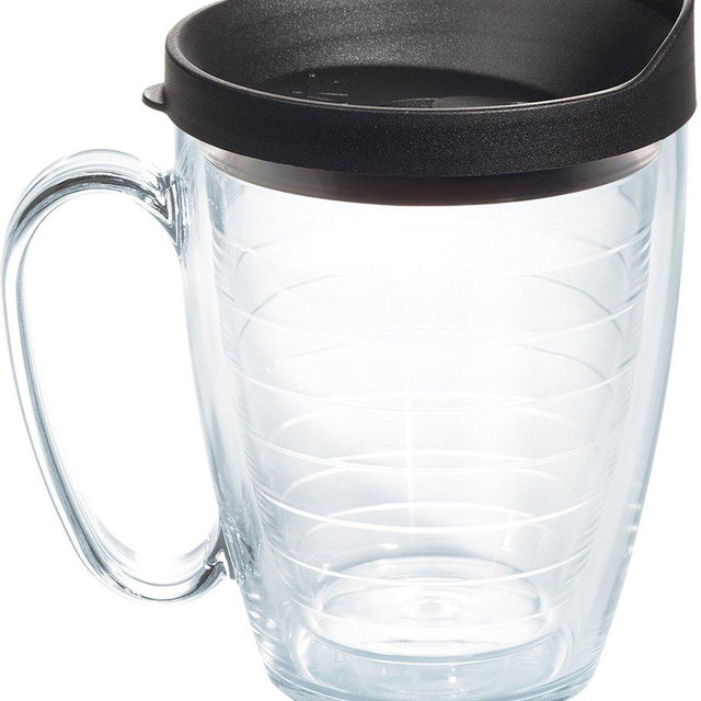 Tervis Clear & Colorful Mug Insulated Tumbler with Black Lid, 16 oz Tritan, Clear