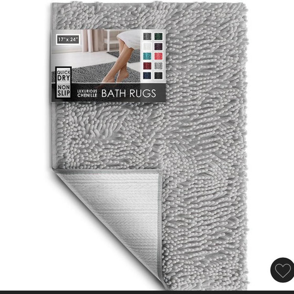 Hearth & Harbor Bathroom Rugs, Machine Washable Chenille Bath Mat for Bathroom