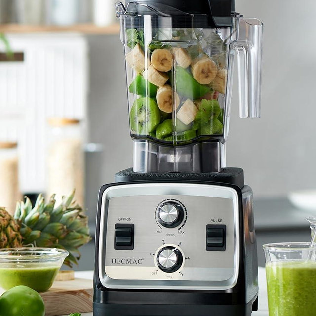 HECMAC 3-Peak HP Blender - 2200W Max/1400W Rated, 68oz BPA-Free Pitcher, Easy to Use, Self-Clean, Tamper - Smoothies, Ice Crush, Frozen Drinks, Food Prep - Home & Commercial, 110V