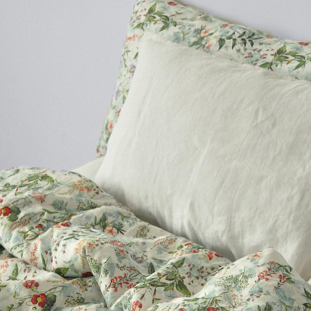 Floral linen duvet cover Softened linen duvet cover Comforter cover Quilt cover Floral print bedding set