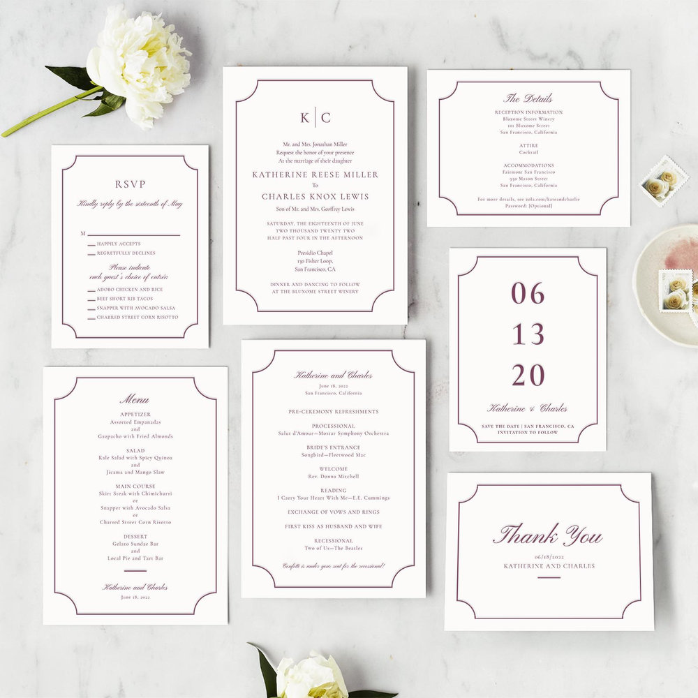 Blake Frame Letterpress | Black | Zola Wedding Invitations