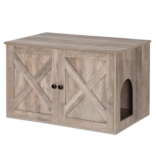 FEANDREA Hidden Cat Litter Box Enclosure, Wooden Cabinet Furniture, Cat Washroom with Doors, Indoor Cat House, Nightstand, End Table, 31.5 x 20.9 x 19.4 Inches