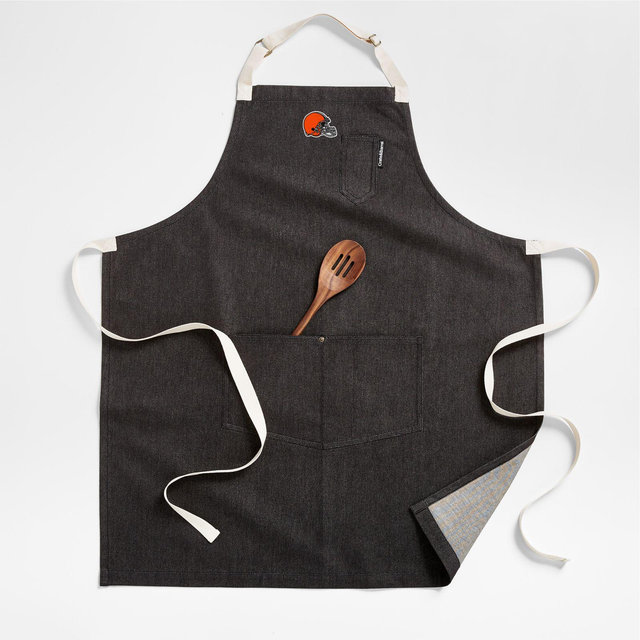 NFL Cleveland Browns Black Organic Cotton Kitchen Apron with Pockets