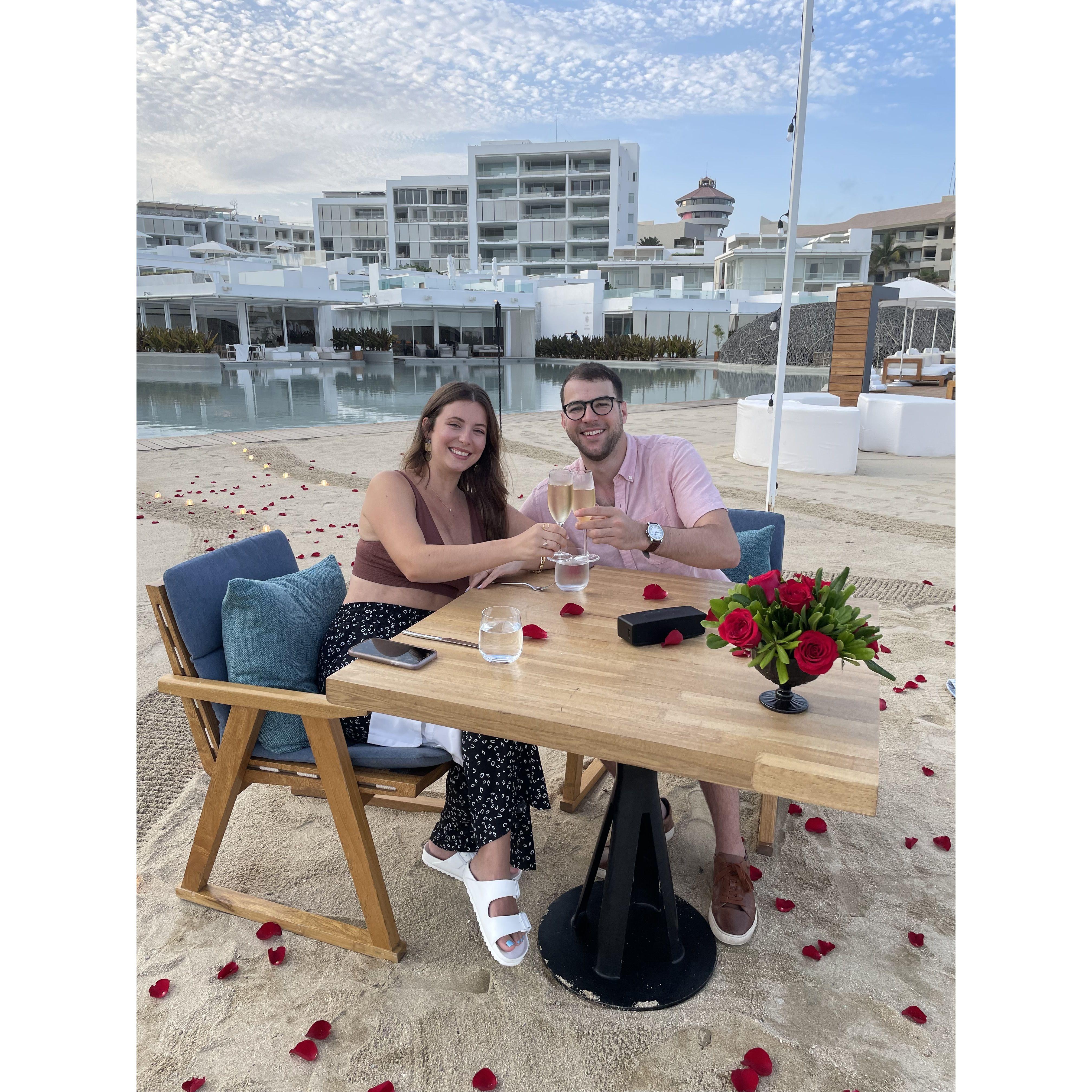 Reuben's birthday present from Amy - a romantic dinner in Cabo! (shout out to Emily and Billy Ring for having their wedding there)