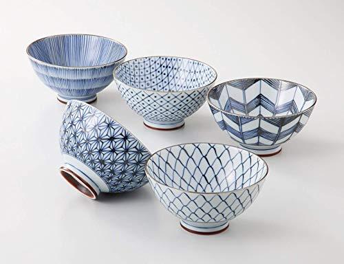 Saikai Pottery Traiditional Japanese Rice Bowls (5 bowls set) 19541 [UJC Mart Japan Original Package]