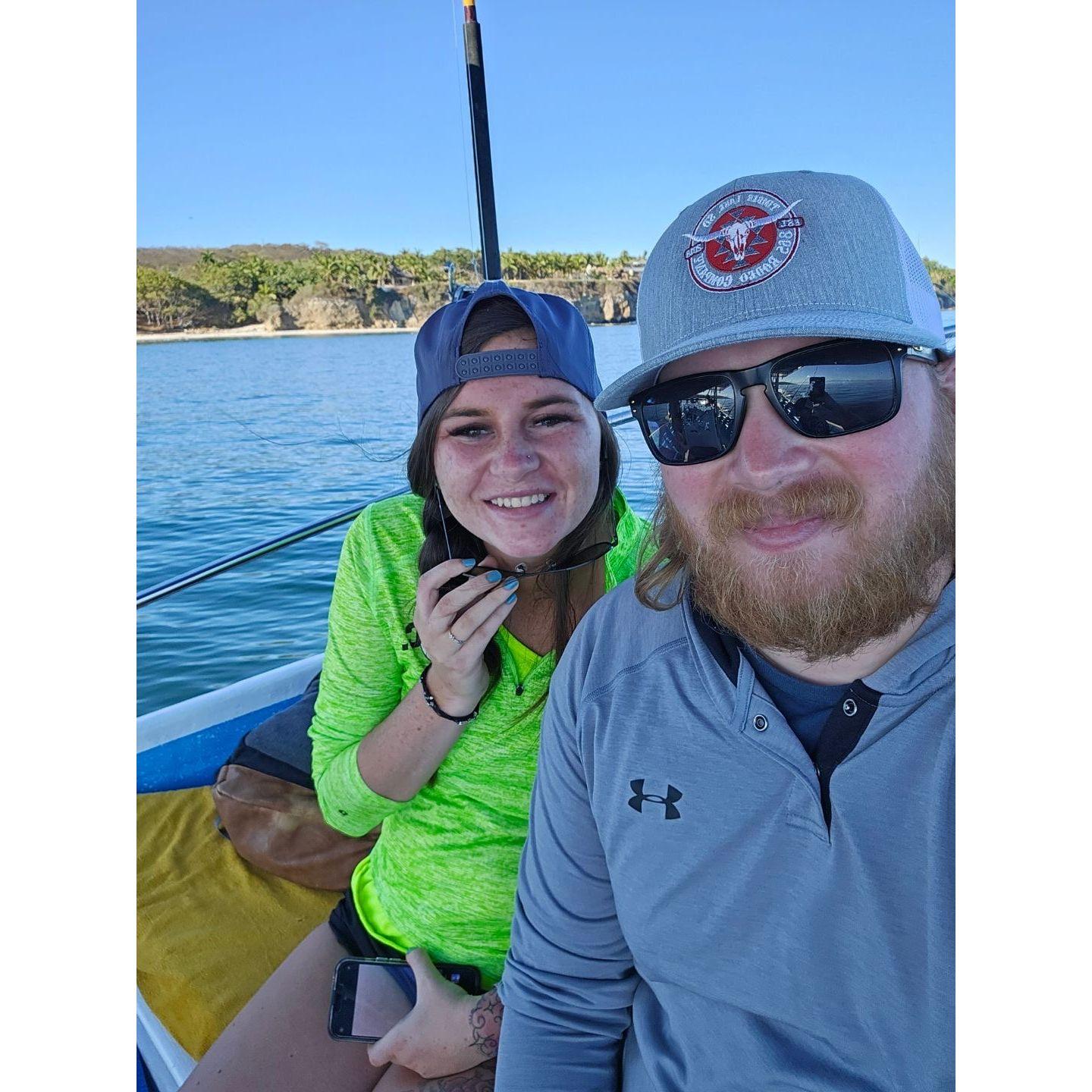 Family Vacation to Mexico and Grant's first time seeing the ocean. Grant also caught the biggest fish of the day right after we took this picture.