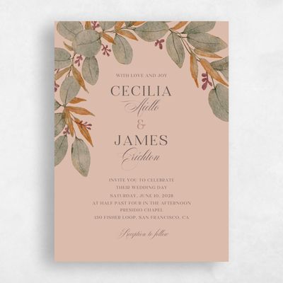 Sandstone, Brown Wedding Invitation - Nutmeg Portrait