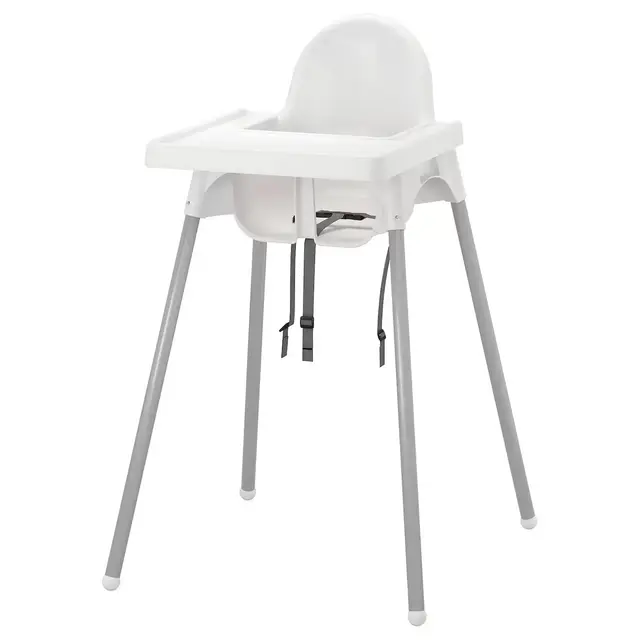 ANTILOPHigh chair with tray, white/silver color