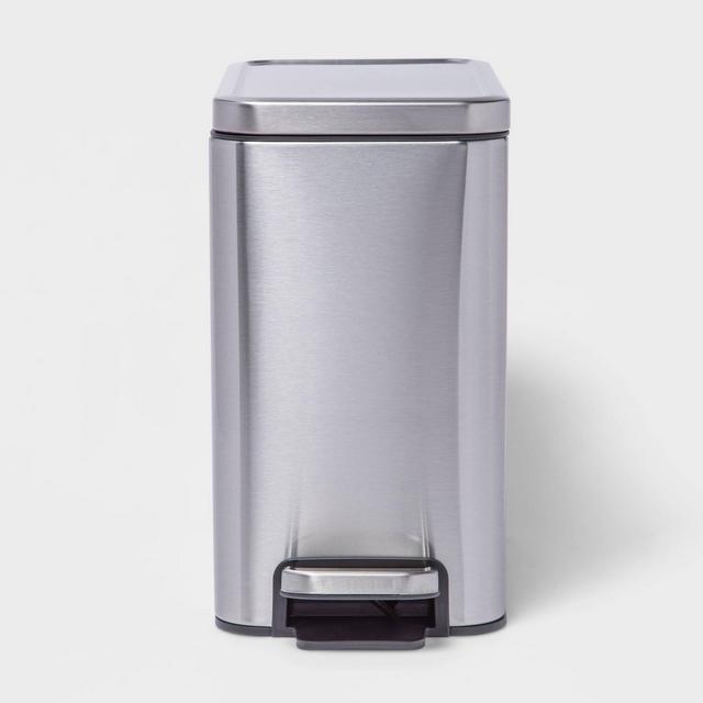 10L Slim Stainless Step Trash Can Silver - Made By Design™