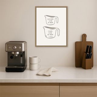 Kitchen Conversion Charts Cups Print Framed Canvas Wall Art