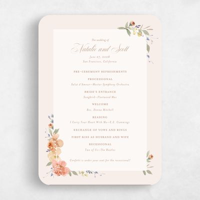 Pink Rounded Wedding Program - Reagan