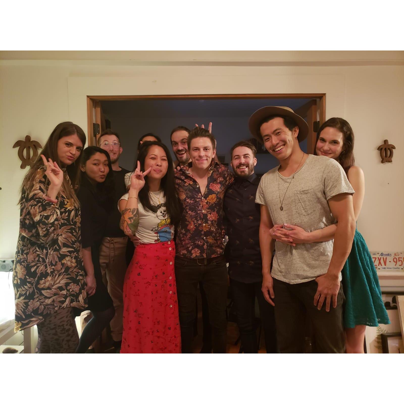Lily and Stephen hosting a Christmas party