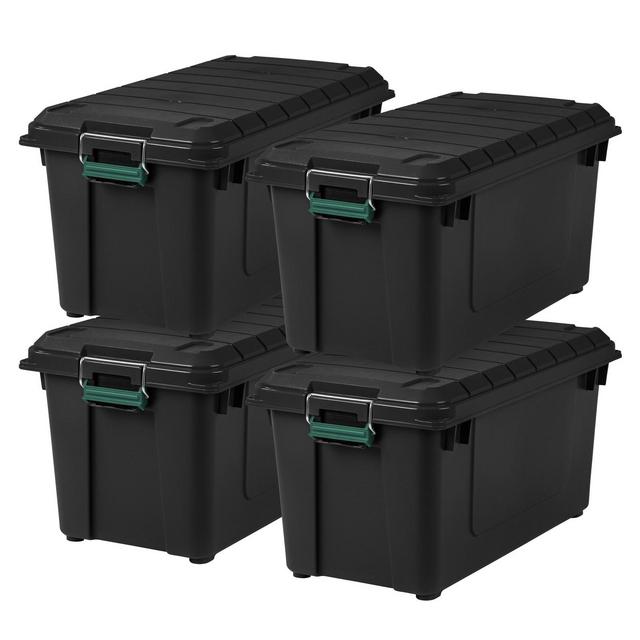IRIS 87.4qt 4pk Heavy Duty Storage Bins Black