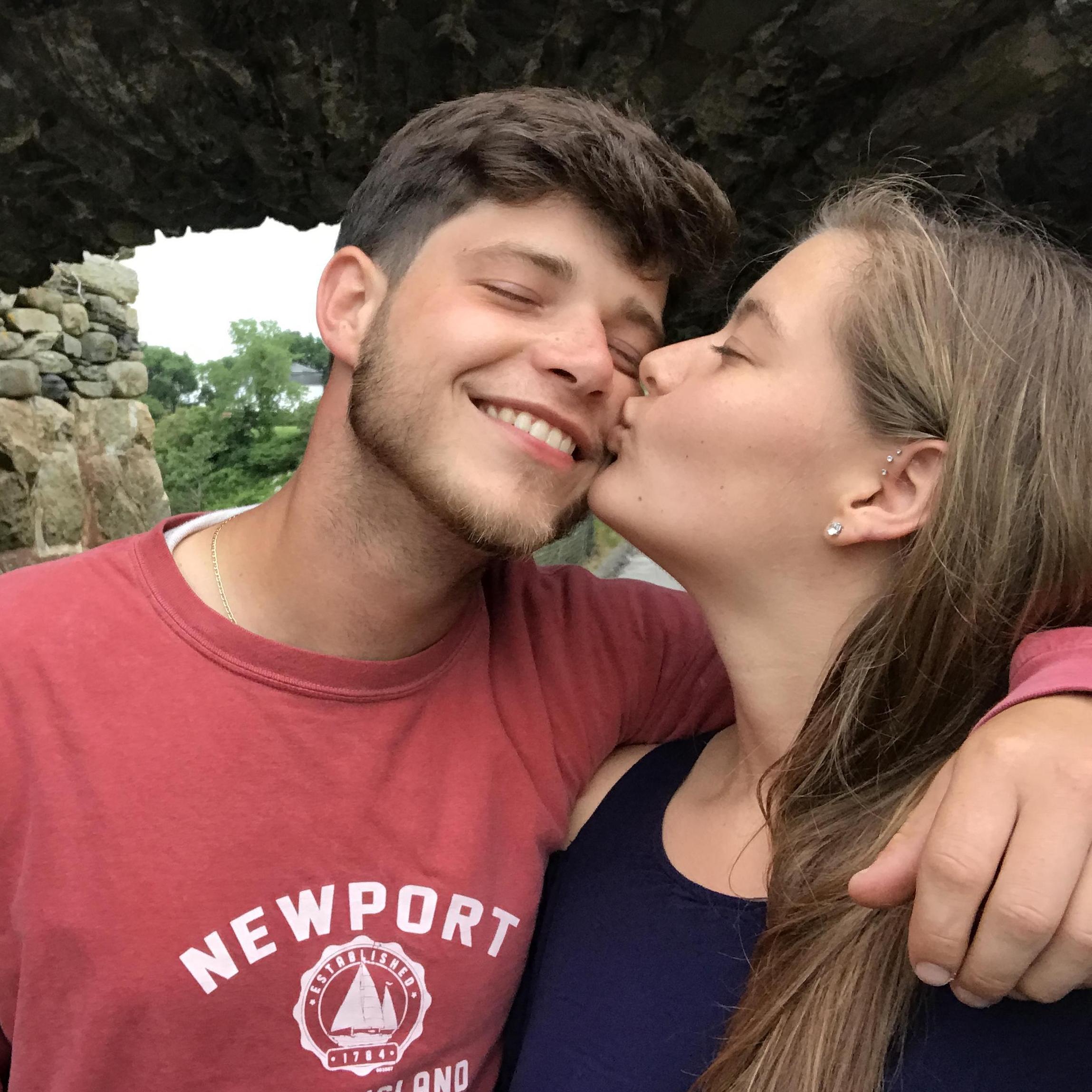 At the Newport Cliff Walk, where we had our first date!