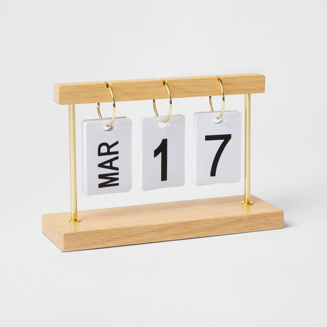 Rubber Wood Desk Calender Natural Wood - Threshold™